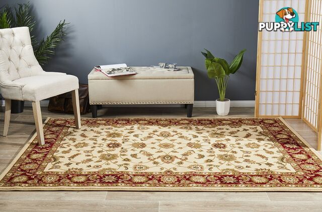 Classic Rug Ivory with Red Border 290x200cm  - SYD-1-IR-290X200