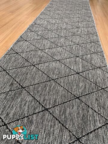 Chino 1931 Grey Black Hall Runner 80cm Wide Non-Slip 14.5M  - UPDAE SKU - 1931 Grey Black