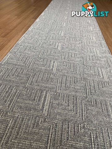 Roma Squares Grey Hallway Runner 80CM Wide 9.5M  - POLAR GREY SUGAR 80CM