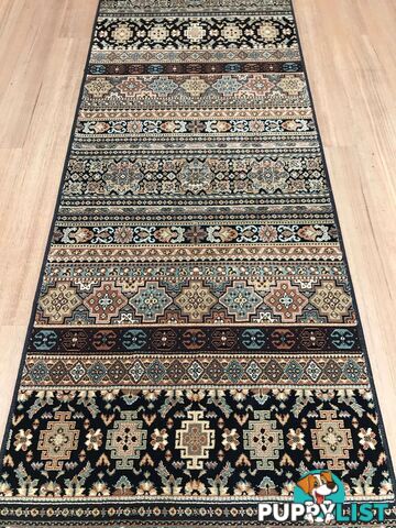 Afghan Black Hallway Runner 80CM Wide 14.5M 