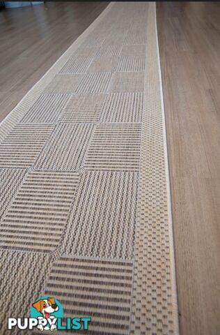 Suva Coffee Natural Squares 22 721 Hallway Runner Non Slip 14.5M  - 22 721 CN