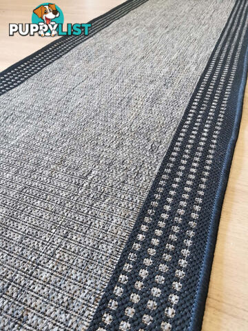 Sorrento Beige Black Border Hallway Runner Non Slip 80CM Wide 14M  - Seaspray 734/J48 H Grey 80CM