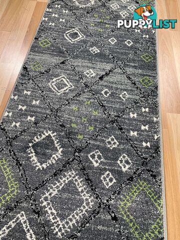 Seville Grey Green Hallway Runner 80CM Wide 9M  - AXON-614567-Grey-Green-Runner