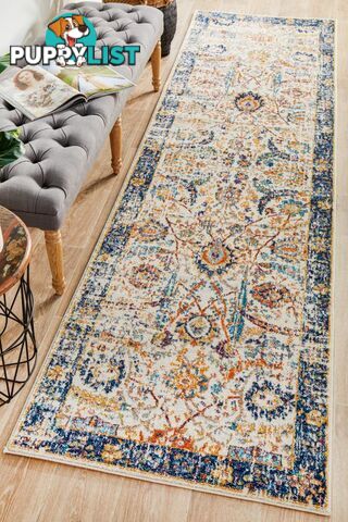 Evoke Peacock Ivory Transitional Runner Rug 400X80CM  - EVO-255-IVO-400X80