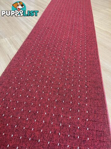 Roma Dots Red Hallway Runner 80CM Wide 14M 