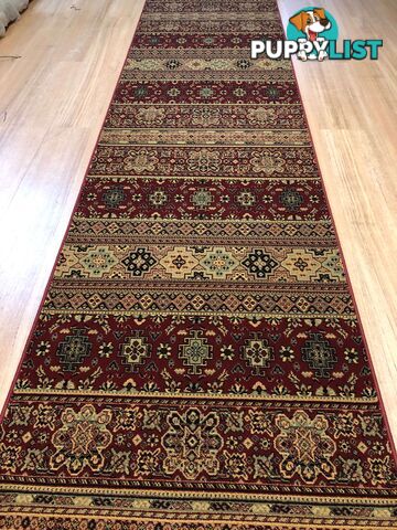 Afghan Red Hallway Runner 80CM Wide 9M  - Afghan 135 Red