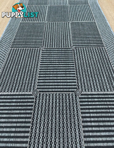 Suva Squares Black Grey 22 212 Hallway Runner Non Slip 3.5M  - Suva Black Grey 22/212