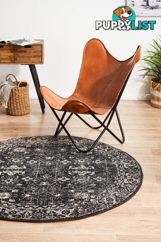 Evoke Estella Charcoal Transitional Round Rug 150X150CM  - EVO-252-CHAR-150X150