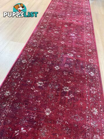 Tavarnelle Burgundy Cream Hallway Runner 80CM Wide 12.5M  - 6299