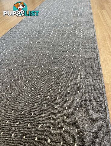 Roma Dots Dark Grey Hallway Runner 80CM Wide 4.5M  - Stanford Lead Sugar 80cm