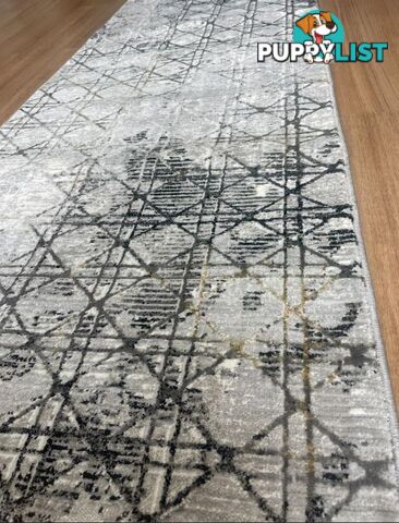 Alyssa Grey Black Hallway Runner 80CM Wide 8.5M  - Alissa Grey Black