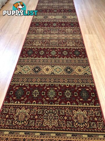 Afghan Red Hallway Runner 80CM Wide 3.5M  - Afghan 135 Red