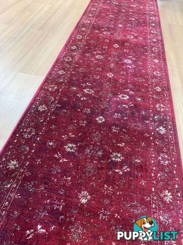 Tavarnelle Burgundy Cream Hallway Runner 80CM Wide 13.5M  - 6299