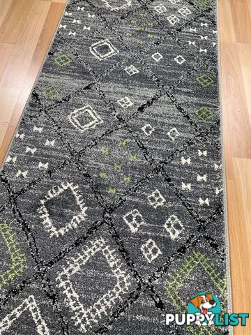 Seville Grey Green Hallway Runner 80CM Wide 7M  - AXON-614567-Grey-Green-Runner