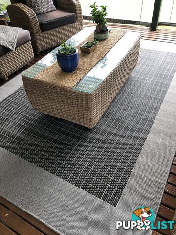 Suva Black Grey Flat Woven Rubber Backed Rug 405 212 120x170cm  - SHOP-A405-212