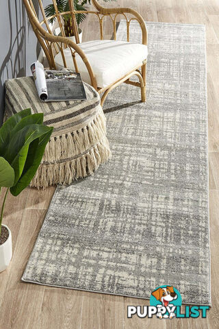 Mirage Ashley Abstract Modern Silver Grey Runner Rug 400X80CM  - MIR-354-SIL-400X80