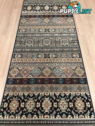 Afghan Black Hallway Runner 80CM Wide 12M  - Afghan 135 Black