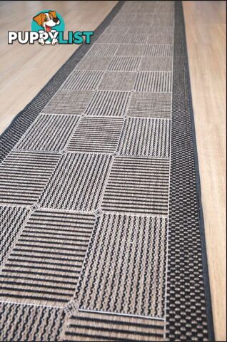 Suva Squares Coffee Black 22 121 Hallway Runner Non Slip 2.5M  - 22/121