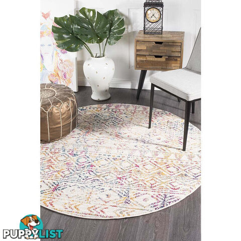 Oasis Ismail Multi Grey Rustic Round Rug 200X200cm  - OAS-456-MULT-200X200