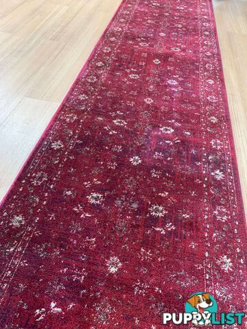 Tavarnelle Burgundy Cream Hallway Runner 80CM Wide 8M  - 6299