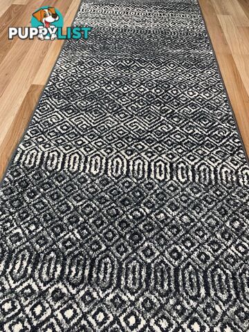 Seville Black White Hallway Runner 80CM Wide 8.5M  - AXON-E614633-574-Runner