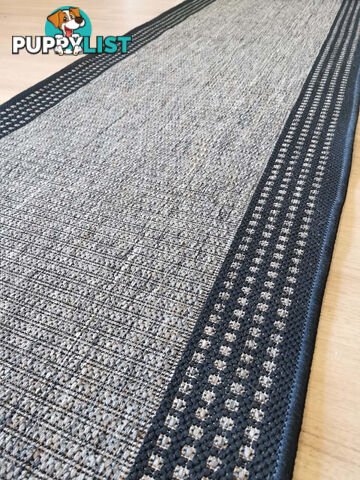 Sorrento Beige Black Border Hallway Runner Non Slip 66CM Wide 12.5M  - Seaspray 734 J48