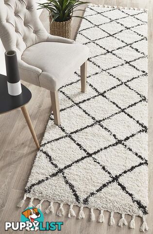 Saffron 22 White Runner Rug 300X80CM  - SAF-22-WHT-300X80