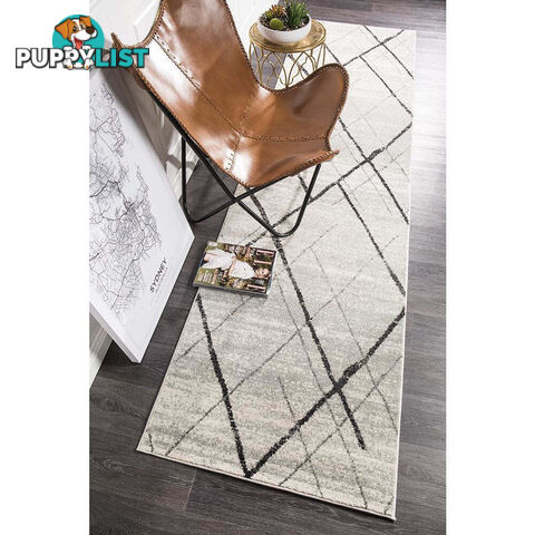 Oasis Noah White Grey Contemporary Runner Rug 500X80cm  - OAS-452-GREY-500X80