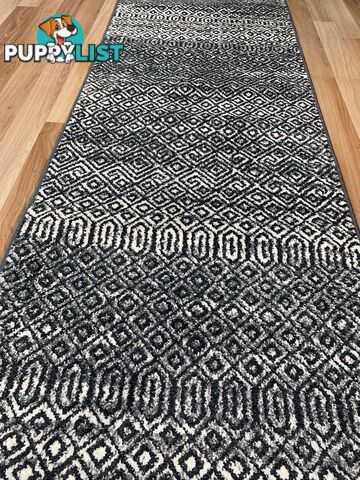 Seville Black White Hallway Runner 80CM Wide 14.5M  - AXON-E614633-574-Runner