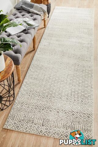 Evoke Diamond Grey Transitional Runner Rug 300X80CM  - EVO-265-GREY-300X80