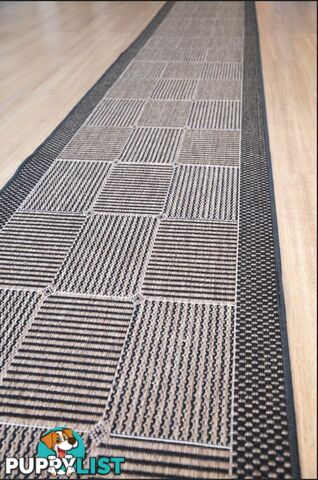 Suva Squares Coffee Black 22 121 Hallway Runner Non Slip 5M  - 22/121