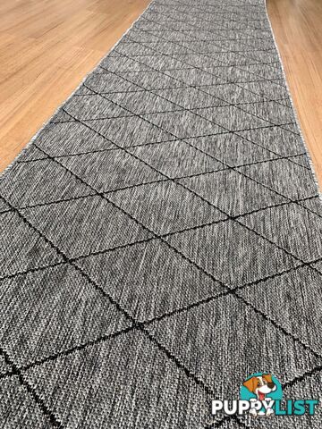 Chino 1931 Grey Black Hall Runner 80cm Wide Non-Slip 12.5M  - UPDAE SKU - 1931 Grey Black