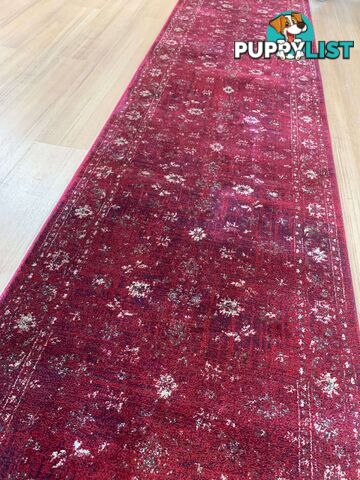 Tavarnelle Burgundy Cream Hallway Runner 80CM Wide 10.5M  - 6299