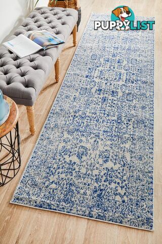 Evoke Frost Blue Transitional Runner Rug 300X80CM  - EVO-256-BLUE-300X80