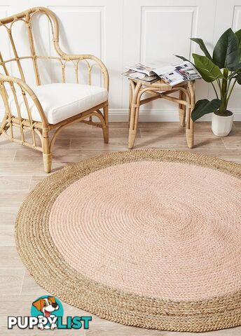 Round Jute Natural Rug Pink 200x200cm  - ATR-OLO-PIN-200X200