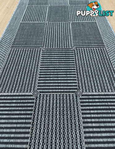 Suva Squares Black Grey 22 212 Hallway Runner Non Slip 6.5M  - Suva Black Grey 22/212