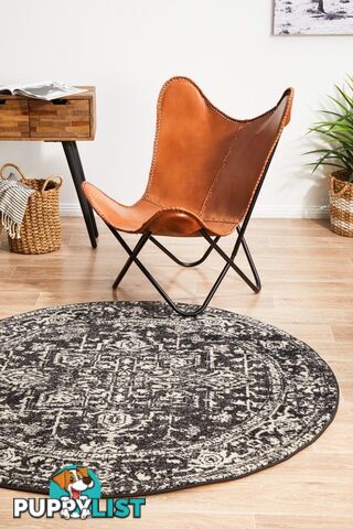 Evoke Scape Charcoal Transitional Round Rug 150X150CM  - EVO-253-CHAR-150X150