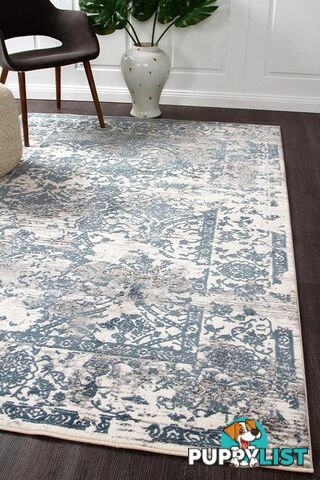 Kendra Yasmin Distressed Transitional Rug White Blue Grey 330X240CM  - KEN-1734-WHI-330X240