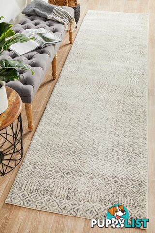 Evoke Diamond Grey Transitional Runner Rug 500X80CM  - EVO-265-GREY-500X80