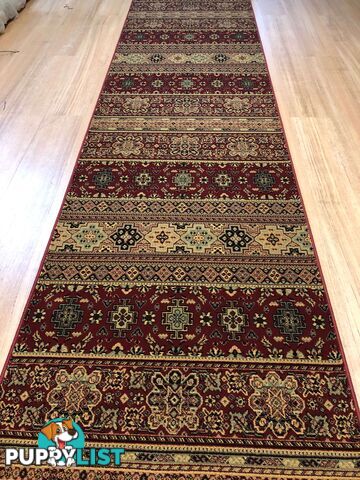 Afghan Red Hallway Runner 80CM Wide 8.5M  - Afghan 135 Red