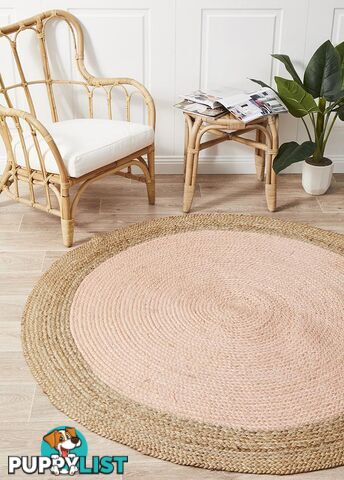 Round Jute Natural Rug Pink 240x240cm  - ATR-POLO-PIN-240X240