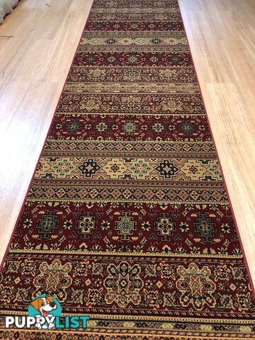 Afghan Red Hallway Runner 80CM Wide 7.5M  - Afghan 135 Red