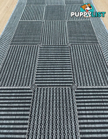 Suva Squares Black Grey 22 212 Hallway Runner Non Slip 4M  - Suva Black Grey 22/212