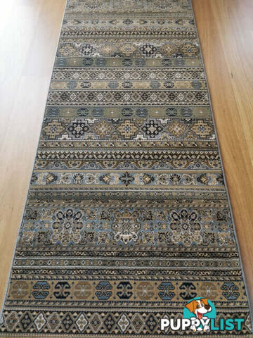 Afghan Wedgwood Blue Hallway Runner 80CM Wide 4.5M  - Afghan 135 Wedgwood Blue