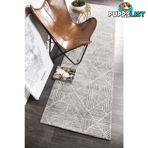 Oasis Kenza Contemporary Silver Runner Rug 400X80cm  - OAS-457-SIL-400X80