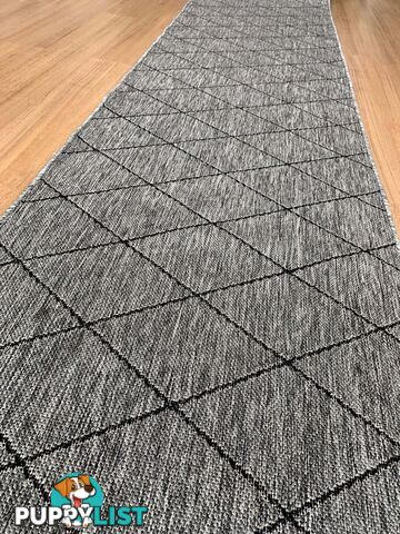 Chino 1931 Grey Black Hall Runner 80cm Wide Non-Slip 4M  - UPDAE SKU - 1931 Grey Black