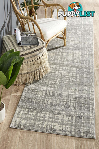 Mirage Ashley Abstract Modern Silver Grey Runner Rug 500X80CM  - MIR-354-SIL-500X80