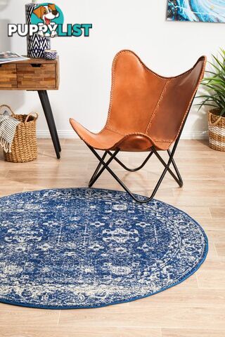 Evoke Oasis Navy Transitional Round Rug 150X150CM  - EVO-252-NAVY-150X150