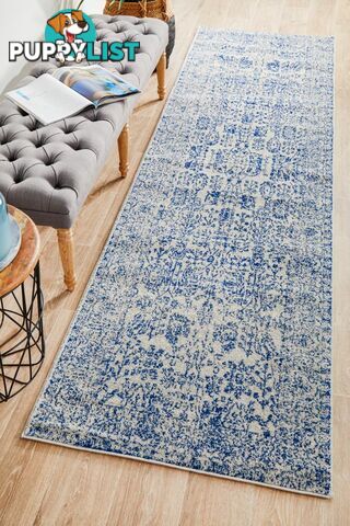 Evoke Frost Blue Transitional Runner Rug 500X80CM  - EVO-256-BLUE-500X80