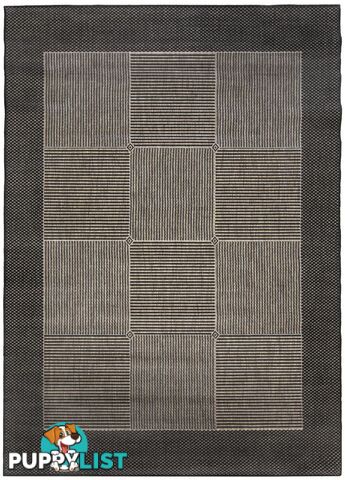 Suva Flat Woven Coffee Squares Black Border Rug 22 121 200x290cm  - Shop 1leftC22-121 update sku when sold